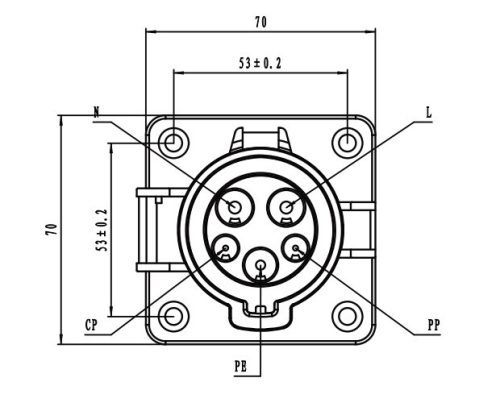töltő csatlakozóaljzat Type 1 (SAE-J1772), AC, 32 A, 