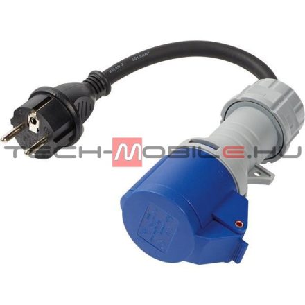elektromos autó töltőkábel - csatlakozó adapter, ipari aljzat 1×32A - shucko dugó 1×16A