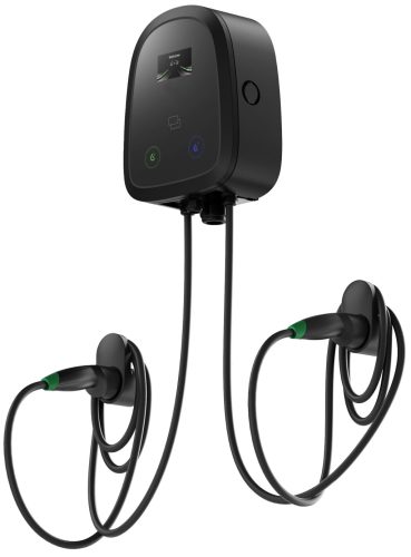 elektromos autó fali töltő 2x22 kW, 5m Type 2 töltőkábel, MID mérős